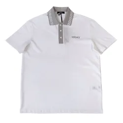 Áo Polo Nam Versace With Embroidered Logo At Chest In Grey 1021354 1A15632 2W450 Màu Trắng Size XS