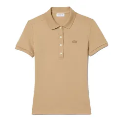 Áo Polo Nữ Lacoste Shirt L.12.D Slim Fit Stretch Piqué Material PF5462-02S Màu Be Size 36