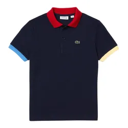 Áo Polo Trẻ Em Lacoste Coloured Details Cotton Piqué Polo Shirt PJ2701 Màu Xanh Navy Size 4