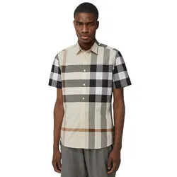 Áo Sơ Mi Cộc Tay Nam Burberry Men's Check Shirt 8105467 Phối Màu Size XS