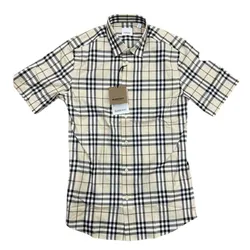 Áo Sơ Mi Cộc Tay Nam Burberry Modern Beige IP Check Màu Be Kẻ Size XS