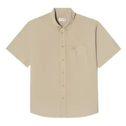 Áo Sơ Mi Cộc Tay Nam Lacoste Men's Short Sleeve Shirt CH0745-10 IT5 Màu Be Size 39