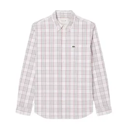Áo Sơ Mi Dài Tay Nam Lacoste Men's Slim Fit Stretch Plaid Shirt CH3745 CCI Màu Kẻ Phối Màu Size 38