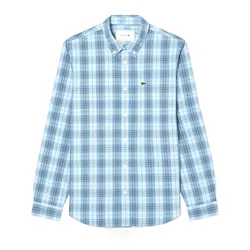 Áo Sơ Mi Dài Tay Nam Lacoste Men's Slim Fit Stretch Plaid Shirt CH3745 CI0 Màu Xanh Blue Size 40