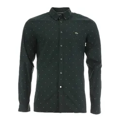 Áo Sơ Mi Dài Tay Nam Lacoste Slim Fit Print Cotton Poplin Long Sleeve Shirt Màu Xanh Green Size 39