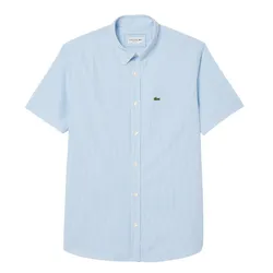 Áo Sơ Mi Nam Lacoste Men's Short Sleeved Regular Fit Gingham Print Shirt CH5622 F6Z Màu Xanh Nhạt Size 39