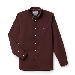 Áo Sơ Mi Nam Lacoste Men's Slim Fit Stretch Cotton Poplin Shirt CH5816 Màu Đỏ Mận Size 40