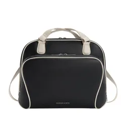 Balo Nữ Charles & Keith CNK Nelly Two-Tone Front-Pocket Boxy Backpack Multi CK2-60160247 Màu Đen