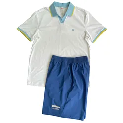 Bộ Thể Thao Nam Wilson Tennis/Pickleball Court Style Màu Trắng Phối Xanh Size S