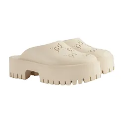 Dép Sục Nữ Gucci Platform Perforated G Sandal In Beige 663577 JFB00 9022 Màu Kem Size 36