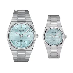 Đồng Hồ Đôi Tissot PRX Powermatic 80 T137.407.11.351.00 & T137.207.11.351.00  Màu Bạc Phối Xanh