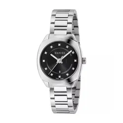 Đồng Hồ Nữ Gucci GG2570 Black Dial Diamond YA142503 29mm Màu Bạc Đen