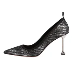 Giày Cao Gót Nữ Miu Miu Black & Silver Glitter Mesh Pumps Màu Đen/Bạc Size 37