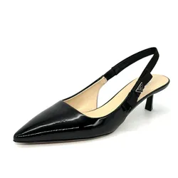 Giày Cao Gót Prada Triangle Logo Bow Pointed Toe Kitten Heel Slingback Pumps Sandals Màu Đen Size 36