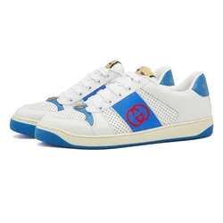 Giày Thể Thao Nam Gucci Screener Interlocking G White Blue Shoes 765054-AACV8-9055 Màu Trắng - Xanh Size 7.5