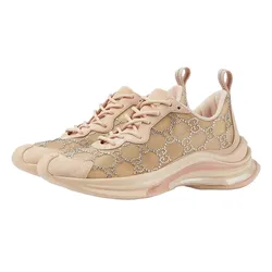 Giày Thể Thao Nữ Gucci Run GG Mesh Sneaker Pink 758088 FACG4 9942 Màu Hồng Nâu Size 35