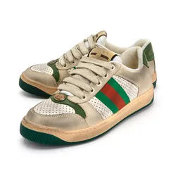 Giày Thể Thao Nữ Gucci Screener Leather Sneaker 570442-0YI20-9582 Màu Be/Xanh Size 35.5