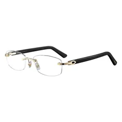 Gọng Kính Unisex Cartier Signature C Glasses CT0048O 002 Màu Đen - Vàng