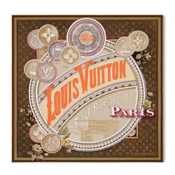 Khăn Lụa Nữ Louis Vuitton LV Malles Merveilleuses Square 90 M92998 Màu Nâu Đậm