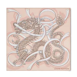 Khăn Lụa Nữ Louis Vuitton LV Precious Dragon Square 90 M79165 Màu Hồng Nhạt