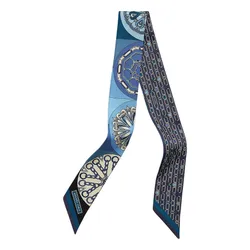 Khăn Nữ Hermès Effet Kaleidoscope Twilly H063800S 11 Màu Xanh Blue