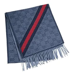 Khăn Quàng Cổ Gucci GG Web Wool Scarf 570603 3G200 4068 Màu Xanh