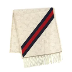 Khăn Quàng Cổ Gucci GG Web Wool Scarf 570603 3G200 9568 Màu Beige