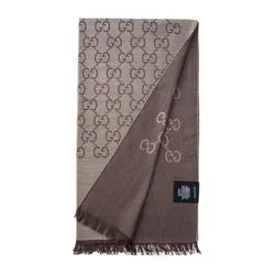 Khăn Quàng Cổ Gucci Muffler Stole GG Pattern Scarf Dark Brown 165904 3G646 9664 Màu Xám Nâu