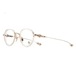 Kính Mắt Cận Chrome Hearts SEX T-9 Crystal/Gold Plated Glasses Màu Vàng