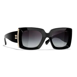 Kính Mát Chanel 0CH5435 C622S6 Black Gold Grey Sunglasses Màu Đen