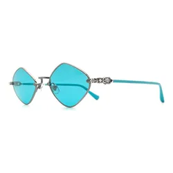 Kính Mát Chrome Hearts Diamond Dog Pewter Teal Sunglasses Màu Xanh Blue