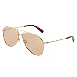 Kính Mát Dolce Gabbana DG2244 02/02 Gold Light Brown Tampo D&G Silver Màu Nâu Vàng