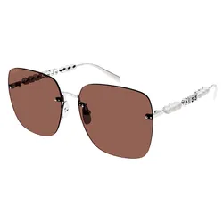 Kính Mát Nữ Gucci GG1923SA 002 Shiny Silver Brown Sunglasses Màu Nâu Bạc