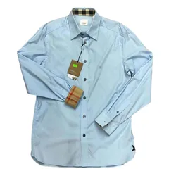 o Sơ Mi Nam Burberry Light Blue With Logo Embroidered Màu Xanh Nhạt Size XS
