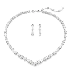 Set Dây Chuyền + Khuyên Tai Nữ Swarovski Mesmera Set Mixed Cuts, White, Rhodium Plated 5674306 Màu Trắng
