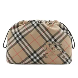 Túi Cầm Tay Nam Burberry Check Drawstring Pouch Màu Be