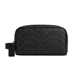 Túi Cầm Tay Nam Coach Small Travel Kit In Signature Canvas CAR15 Màu Đen Xám