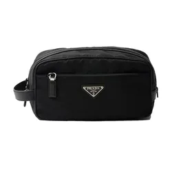 Túi Cầm Tay Prada Re-Nylon And Saffiano Leather Travel Pouch Màu Đen
