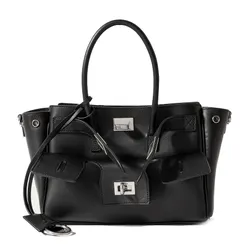 Túi Đeo Chéo Nữ Balenciaga Carry All Bel Air Mini Leather Tote Màu Đen