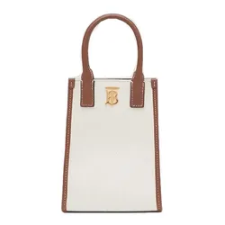 Túi Đeo Chéo Nữ Burberry Canvas Leather Micro Frances Tote Ecru Crossbody Bag 80524601 Màu Be Nâu