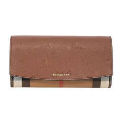 Túi Đeo Chéo Nữ Burberry Check Canvas & Brown Leather Henley Wallet On Chain Màu Nâu