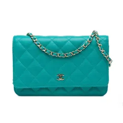 Túi Đeo Chéo Nữ Chanel Woc Quilted Caviar Leather 2 Ways Flap Bag Green Màu Xanh