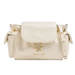 Túi Đeo Chéo Nữ Charles & Keith CNK Duo Quilted Two-Way Front Flap Backpack Backpack Cream CK2-60782702 Màu Kem