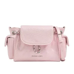 Túi Đeo Chéo Nữ Charles & Keith CNK Duo Quilted Two-Way Front Flap Backpack Cotton Candy Pink CK2-60782702 Màu Hồng