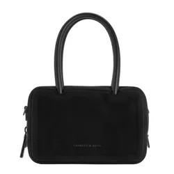 Túi Đeo Chéo Nữ Charles & Keith Perline Boxy Top Handle Bag With Floral Appliques CK2-30782297-A Màu Đen