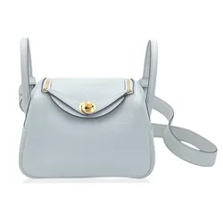 Túi Đeo Chéo Nữ Hermès Mini Lindy 20 TC Leather Holy Grail Blue Màu Xanh Blue