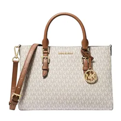 Túi Đeo Chéo Nữ Michael Kors MK Sally 2-in-1 Medium Logo Satchel 30S3GYDS8B Màu Trắng/Nâu