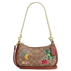 Túi Đeo Vai Nữ Coach Teri Mini Crossbody Bag In Signature Canvas With Sticker Print Im/Tan Multi CW321 Màu Nâu Be