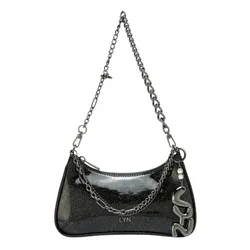 Túi Đeo Vai Nữ Lyn La Benia Shoulder Bag Metalic Black L25FBWA027 Màu Đen