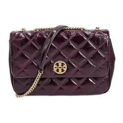 Túi Đeo Vai Nữ Tory Burch 152050 Willa Shine Maroon Purple With Gold Hardware Leather Màu Tím